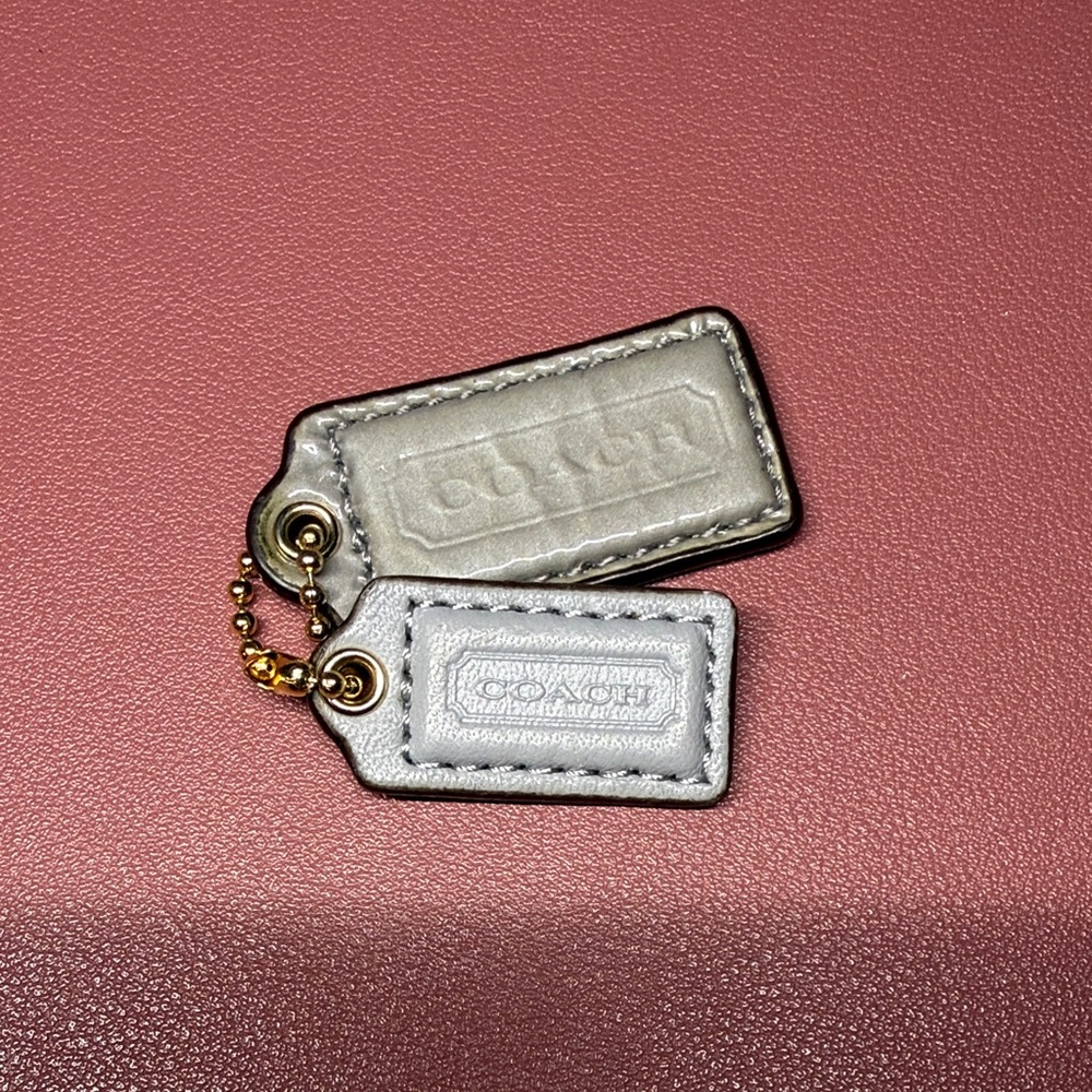 Coach Pink and Gray Leather Keychain Tags